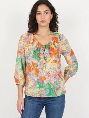 Lauren Ralph Lauren Ruffle Neck Blouse Size L(P)